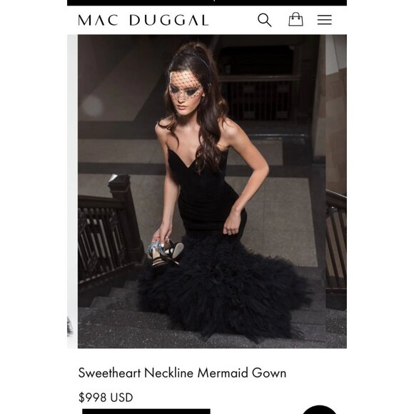 Mac Duggal Stunning Black Gothcore tulle strapless dress size 2 NWT 67420 DK FAI - Picture 7 of 9